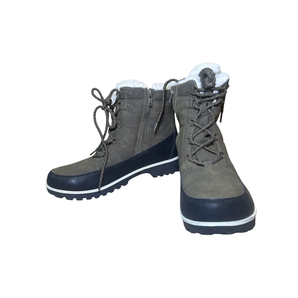 JBU Jambu Alaska Waterproof Winter Boots Olive Green Faux Fur B3ALK09 Womens 7.5